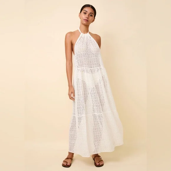 NWT Solid & Striped x REVOLVE Kai white Brule Leaf Eyelet maxi dress size xsmall - Picture 1 of 14